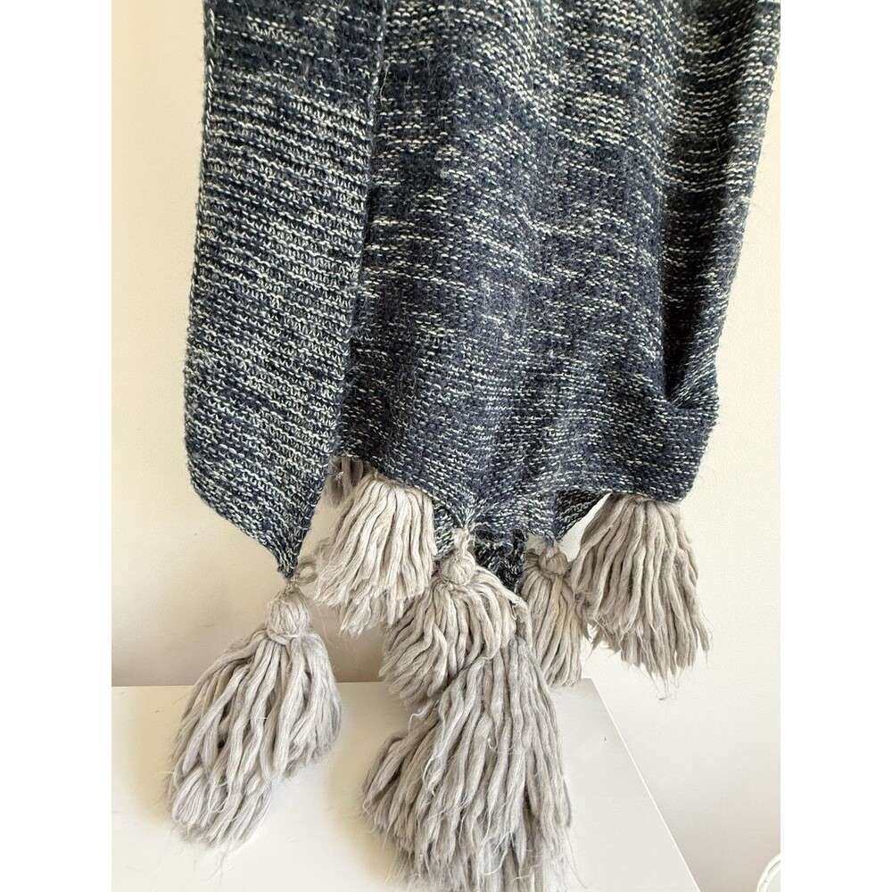 🧶 Tahari Home Knit Throw Blanket TasselWool Blend  Made in India